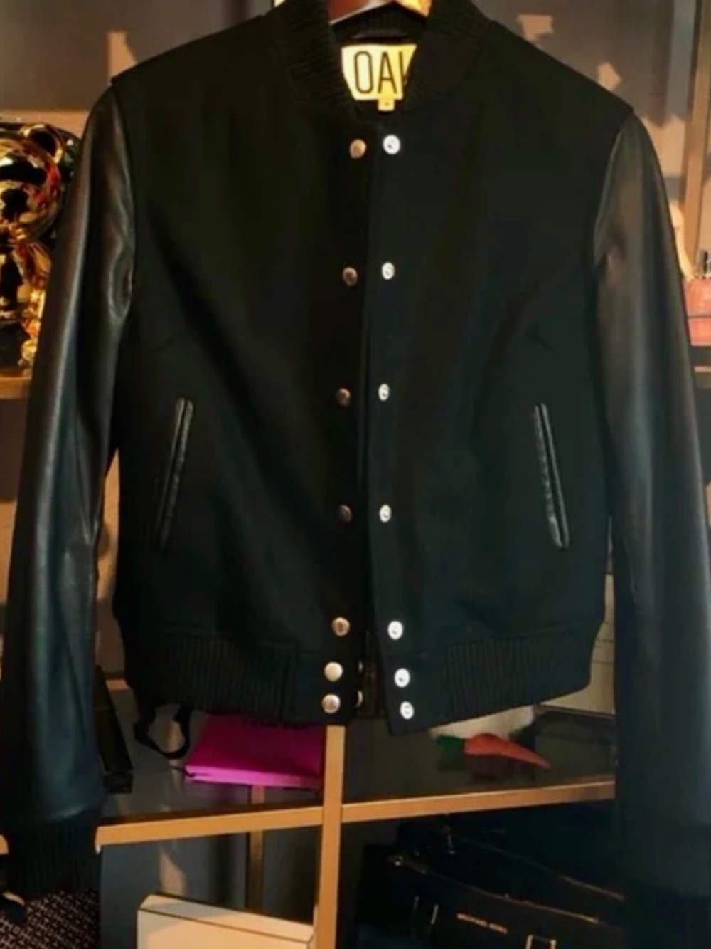OAK NYC Leather/Wool Bomber Varsity Jacket Slim Fit Niche Sz M